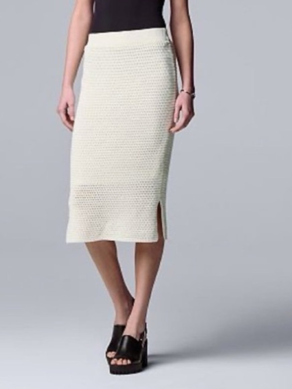 Simply Vera Wang  Open
Stitch Knit Skirt - Coconut White NEW